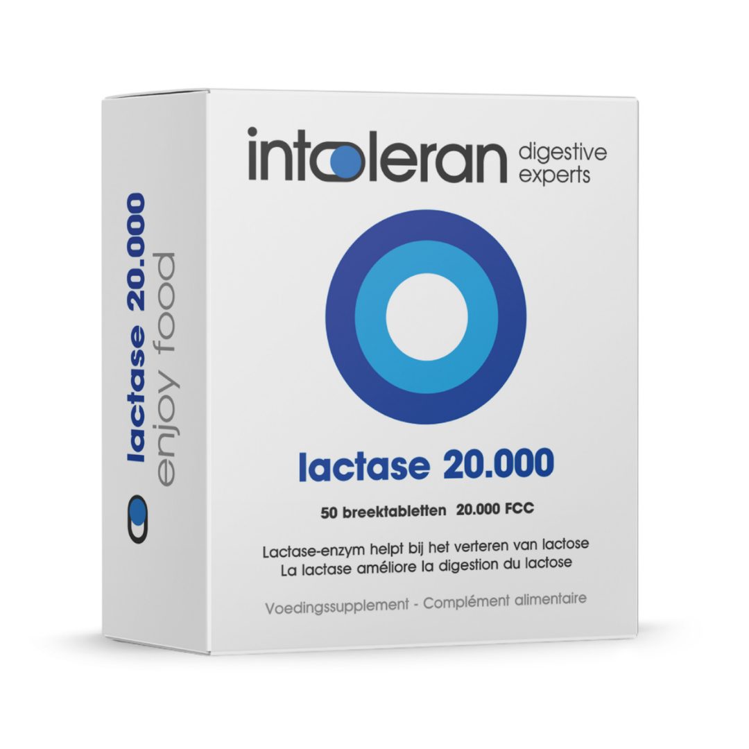 Lactase 20.000 - 50 Breektabletten | Lactose Intolerantie | Hoogst gedoseerd | Bevat Lactase dat helpt bij het verteren van Lactose | Intoleran