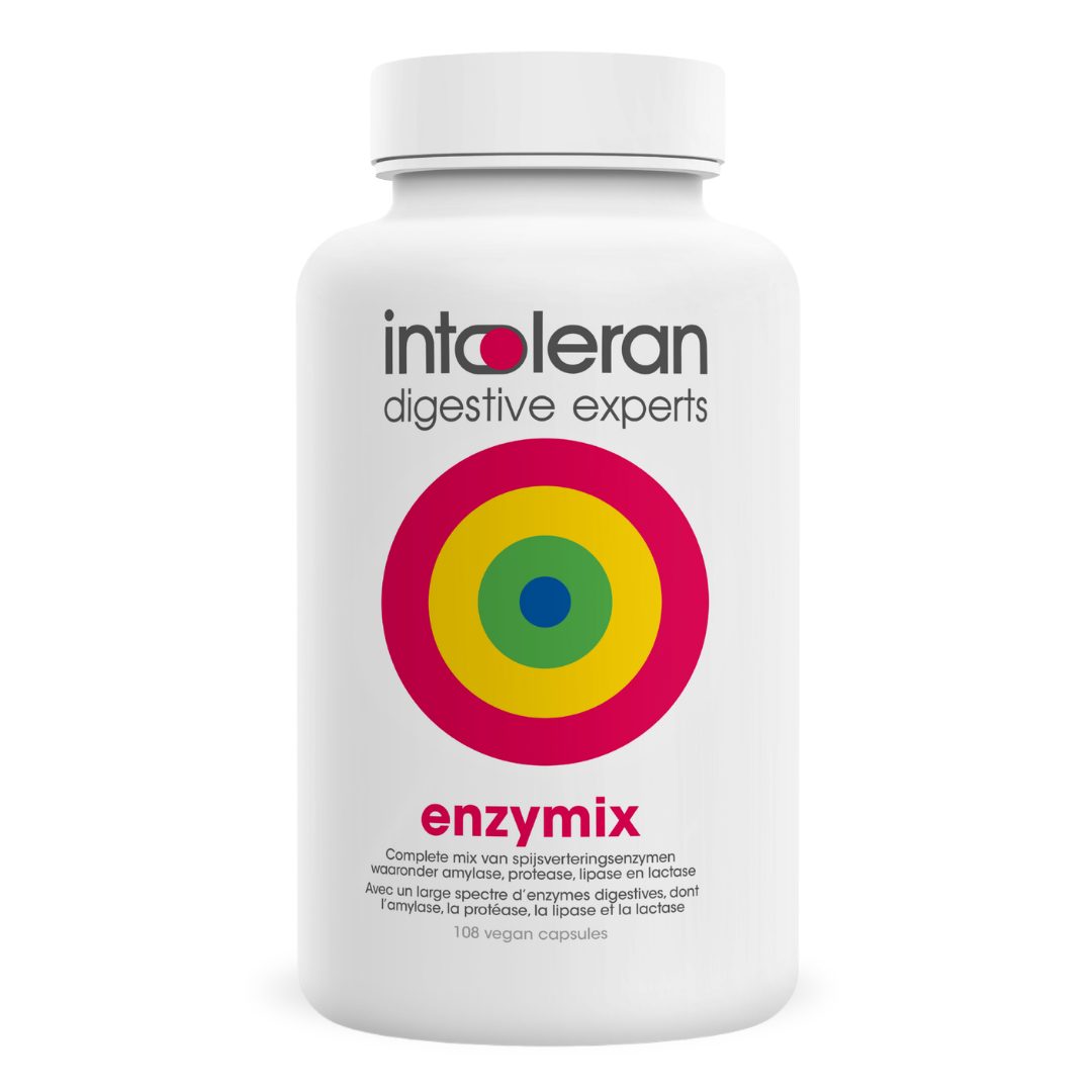 Enzymix - 108 Capsules | Veelzijdige Enzymenmix | Helpt bij verteren van Vetten, Eiwitten, Koolhydraten en Lactose | Intoleran