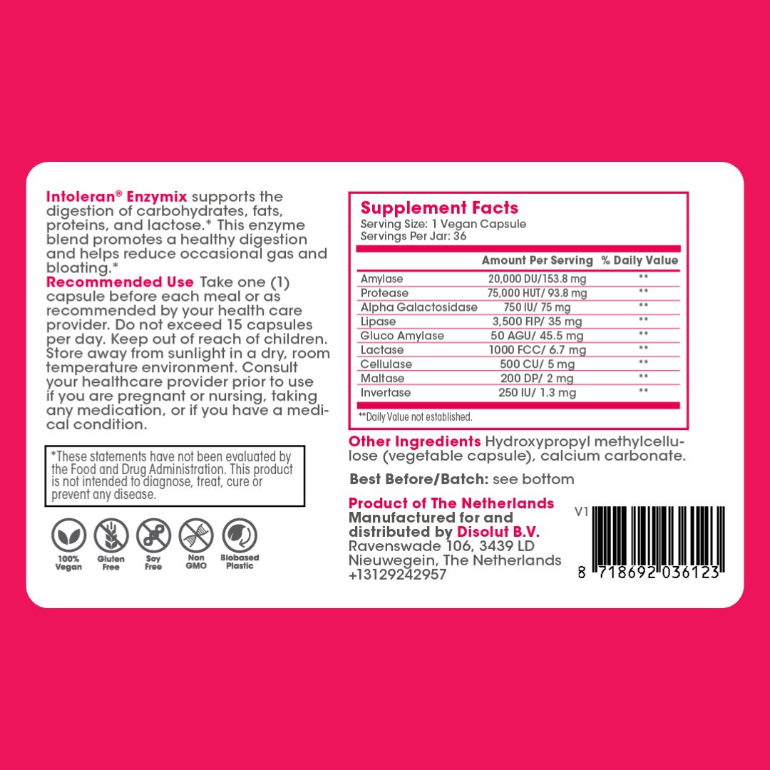Broad Spectrum Digestive Enzymes – Enzymix | Intoleran